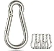 sprookber Stainless Steel Spring Snap Hook Carabiner - 304 Stainless Steel Clips, Set of 6