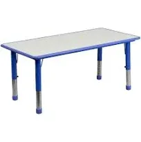 Flash Furniture 23.625" W x 47.25" L Rectangular Natural Plastic Height Adjustable Activity Table