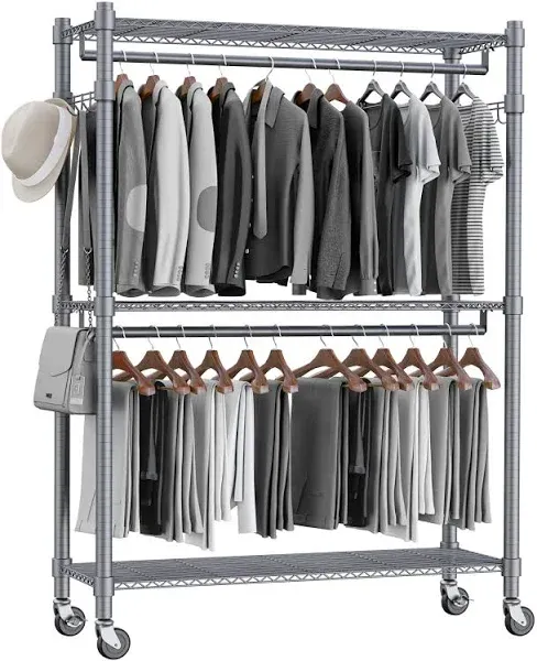 BATHWA Heavy Duty Garment Rack on Wheels Rolling Clothes Racks