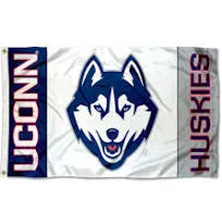 UCONN Large White 3x5 College Flag