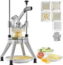 VEVOR Commercial Chopper w/ 4 Replacement Blades Commercial Vegetable Chopper Stainless Steel French Fry Cutter Potato Dicer & Slicer Commercial