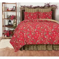 C&F Home Chickadee Red Quilt Set