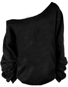 MAGICMK Woman’s Sweatershirt Lips Print Causal Blouse Off The Shoulder Long Sleeve Loose Slouchy Pullover Plus Size Tops