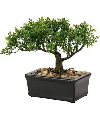 Realistic Japanese Style Bonsai Tree with Ceramic Pot - No Maintenance Required