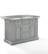 Crosley Julia Stainless Steel Top Kitchen Island, White