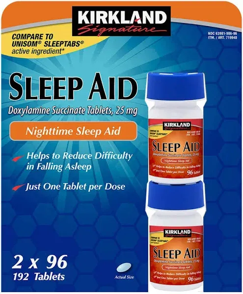 NEW Kirkland Sleep Aid 25mg 192 Tabs USA Seller EXP 2026 Like Unisom Fresh Stock