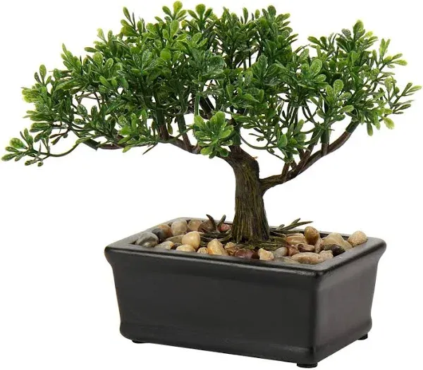 Artificial Bonsai Tree Juniper Faux Plants Indoor Small Fake Plants Decor wit...