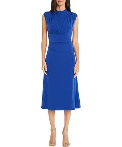 Maggy London Sleeveless Mock Neck Midi Dress