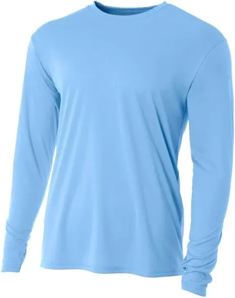 A4 Mens Performance Moisture Wicking Long Sleeve Crewneck T-Shirt - Electric Blue