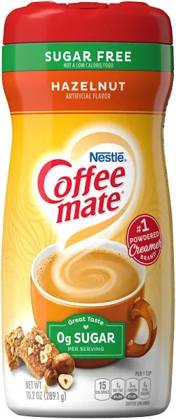 Nestle Coffeemate Sugar Free Hazelnut Powder Coffee Creamer - 10.2 oz Canister