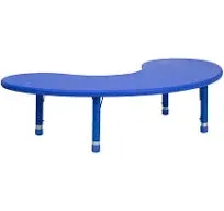 35"Wx65"L Half-Moon Plastic Adjustable Activity Table for 8 - 65"D x 35"W x 14.5" - 23.75"H