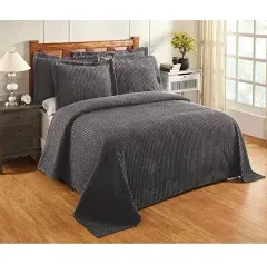 Better Trends Bedspread Set Queen Size Tufted Soft 100% Cotton Chocolate 3-Piece