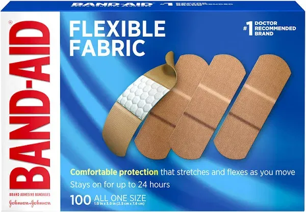 Brand Flexible Fabric Adhesive Bandages for Wound Care and First Aid, All One Si