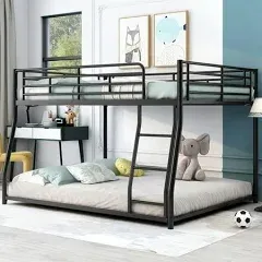 Full XL Over Queen Metal Floor Bunk Bed