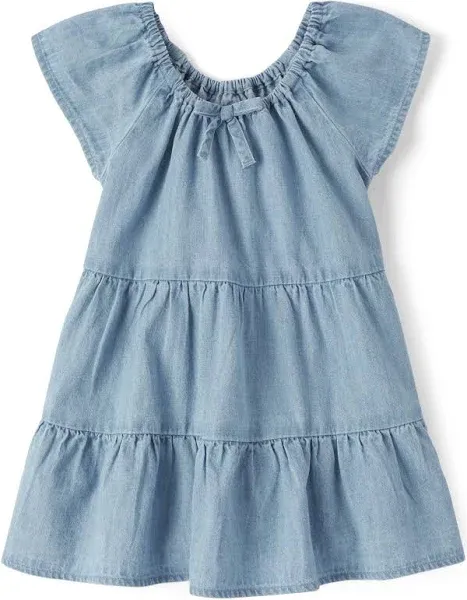 The Children's Place Baby Girls' and Toddler Short Sleeve Fashion Dress, CLOUDLESS WASH