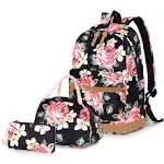 Teen Girl School Backpack with Lunch Box Pencil Case, 3 in 1 Canvas Student B...