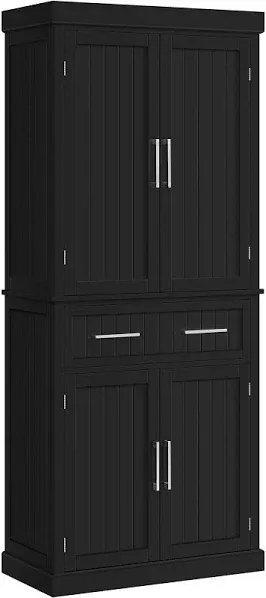 Topeakmart Kitchen Storage Cabinet, Tall Pantry Cabinet Cupboard with Drawer and Adjustable Shelves, Freestanding Storage Cabinet Organizer for Kitchen, Living Room, Dining Room, Bathroom, Black