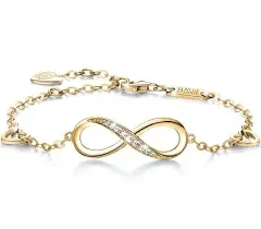 Billie Bijoux 925 sterling silver infinity bracelet with heart charm.