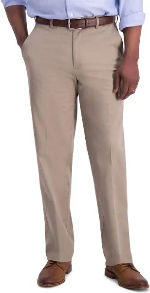 Haggar Men's Iron Free Premium Khaki Classic Fit Flat Front Pant