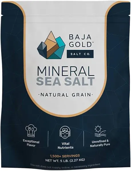 Mineral Sea Salt, Natural Grain Crystals, 1 Lb. Bag