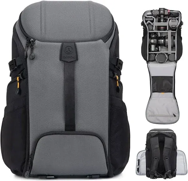 TARION Camera Backpack Large Camera Bag with ????-???? ??????? 15.6" Laptop Compartment Waterproof Raincover Outdoor Photography Hiking Travel Professional Photography Backpack Bag Grey HX-L