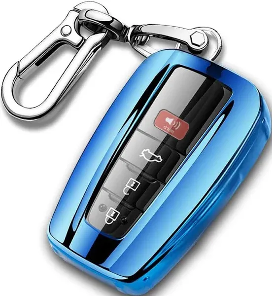 QBUC for Toyota Key Fob Cover with Keychain Soft TPU Key Fob Case All-Around Protection Key Case Compatible with 2018-2021 Toyota Camry RAV4 Avalon C-HR Prius Corolla Highlander