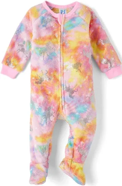 The Children's Place Baby Girls' and Toddler Fleece Zip-Front One Piece Footed Pajama