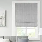 Madison Park Grey Galen Basketweave Room Darkening Cordless Roman Shade