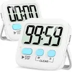  Timer, Timer for Kids, Kitchen Classic White (Pack of 2, Upgraded Version)