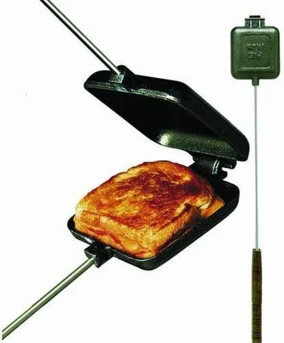 HAWOK Cast Iron Cooker Pie Iron Sandwich Maker with Detachable Handle, Size: 58