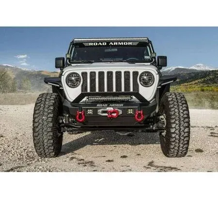 Road Armor Stealth Front Winch Bumper w/Bar Guard Mid for 18-20 Jeep Wrangler JL