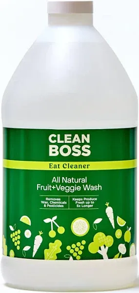 CleanBoss Eat Cleaner Triple-Action Fruit + Veggie Wash Refill - 64 oz - Removes Harmful Residue - Keeps Produce Fresh Up to 5X Longer - Vegan, Gluten Free