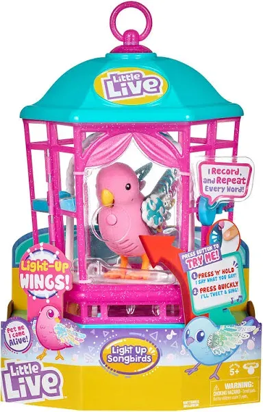 Little Live Pets Bird with Cage - Rainbow Glow - Styles May Vary