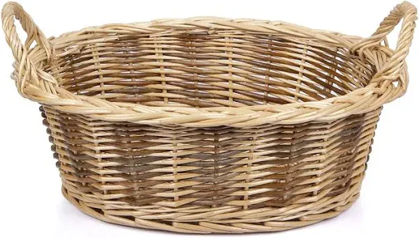 Wicker Empty Gift Basket with Handle to Fill Chocolate,Nuts,Coffee,Cookies for Women,Holiday,Mother's Day,Birthday Wicker Present Hamper with Handle