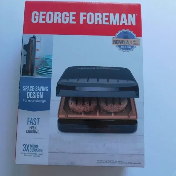 George Foreman Electric Indoor Grill and Panini Press Black with Copper Plates