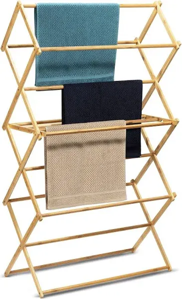 Bartnelli Bamboo Laundry Drying Rack for Clothes Wood Clothing Dryer