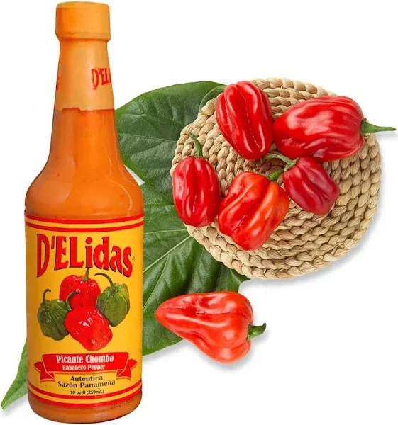 D'ELidas Habanero Hot Sauce, Natural Habanero Pepper Hot Sauce, Chombo Picante Sauce #1 in Panama, Non-GMO, Keto Friendly Food Habanero Sauce, 10 Fl Oz (Pack of 1)