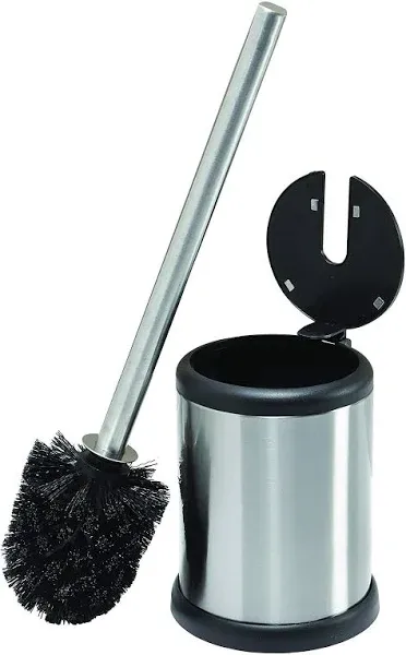 Bath Bliss Stainless Toilet Brush with Closing Lid, Stainless Steel Self-Closing