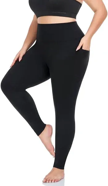 MOREFEEL Plus Size Leggings for Women with Pockets-Stretchy X-4XL Tummy Control High Waist Womens Leggings Workout Yoga Pants