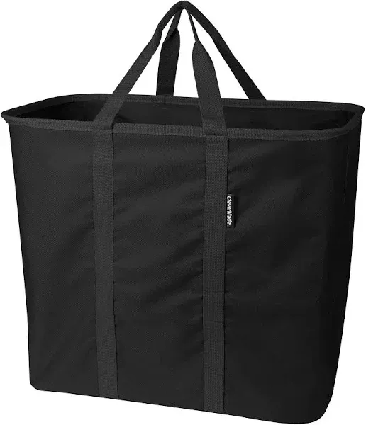 CleverMade Collapsible Laundry Caddy, Black/Charcoal 2PK - 64L (17 Gal) Large Foldable Laundry Basket with Sturdy Pop-Up Wire Frame and Long Carry Handles - Space-Saving, Collapsible Laundry Basket