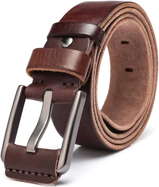 Keecow Men&#039;s Italian Leather Belt With Anti-Scratch Buckle Pant Size:30-33