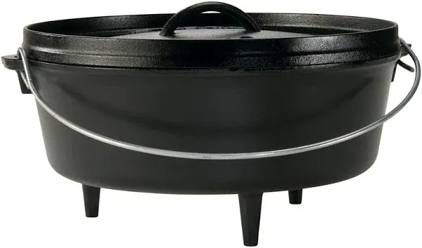 6 Qt Camp Dutch Oven Cast Iron W/ Lid &amp; Dual Handle Pre-Seasoned Pot Grill NEW