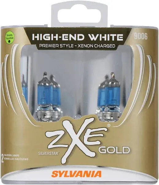 SYLVANIA - 9006 (HB4) SilverStar zXe GOLD High Performance Halogen Headlight Bulb - Headlight & Fog Light, Bright White Light Output, Best HID Alternative, Xenon Charged Technology (Contains 2 Bulbs)