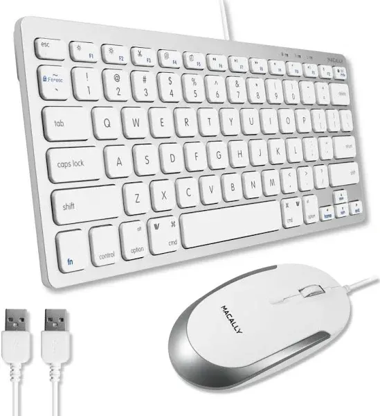 Macally Compact Aluminum USB Keyboard and Quiet Click Mouse