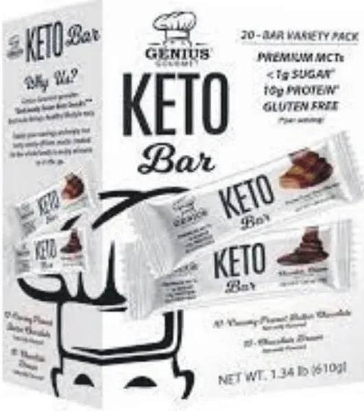 Genius Gourmet Keto Bar Variety 20 Count