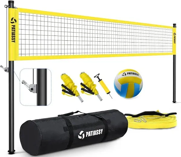 Portable Outdoor Volleyball Net Set with Adjustable Height Aluminum Poles