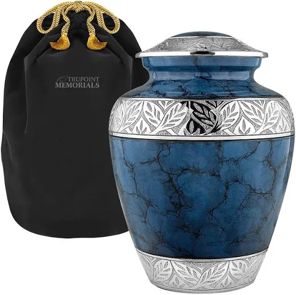 Trupoint Memorials Cremation Urns for Human Ashes - Decorative Urns, Urns for Human Ashes Female & Male, Urns for Ashes Adult Female, Funeral Urns - Blue, Extra Large