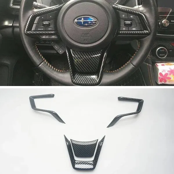 For Subaru Crosstrek Forester Impreza XV Carbon Fiber Steering Wheel Trim Cover