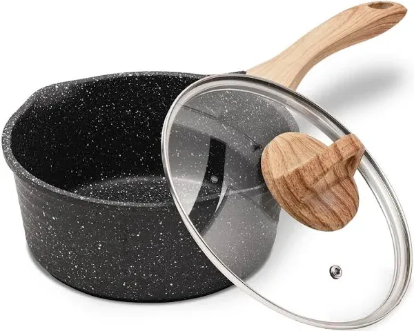 JEETEE 2.5 Quart Sauce Pan with Lid, Non Stick Small Pot with Coating, Cookware