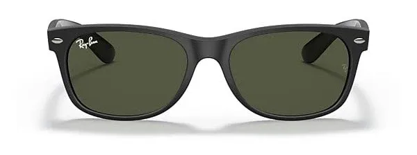 Ray-Ban RB2132 New Wayfarer Sunglasses Unisex (Tortoise Frame Solid Black Lens, 55 mm)